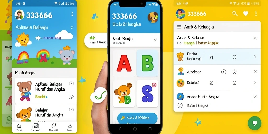 Tampilan antarmuka aplikasi belajar huruf dan angka yang menyenangkan.