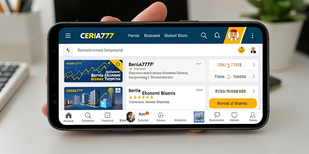 Antarmuka pengguna CERIA777 dengan fitur berita ekonomi terkini.