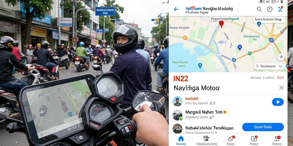 Screenshot utama IN22 menampilkan antarmuka navigasi motor yang jelas dan informatif.