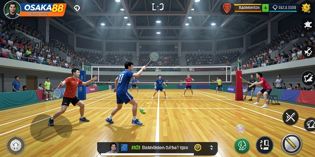 Antarmuka permainan badminton OSAKA88 yang menarik dan responsif.