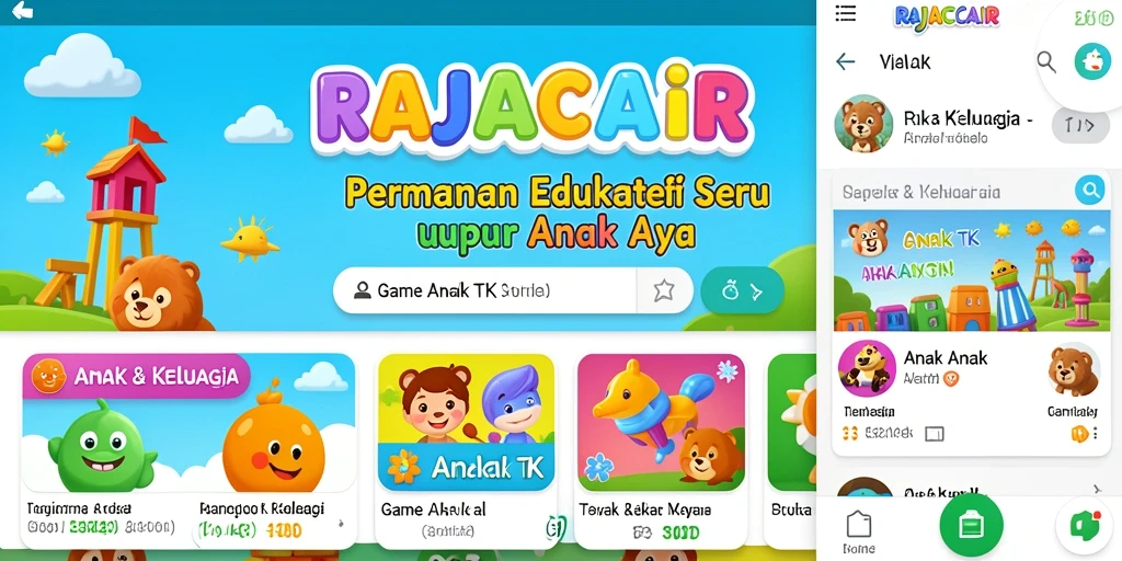 Antarmuka ramah anak di RAJACAIR dengan warna-warni cerah.