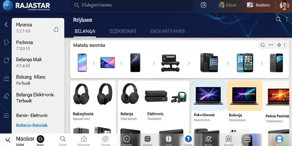 Tampilan antarmuka aplikasi RAJASTAR yang modern dan menarik.