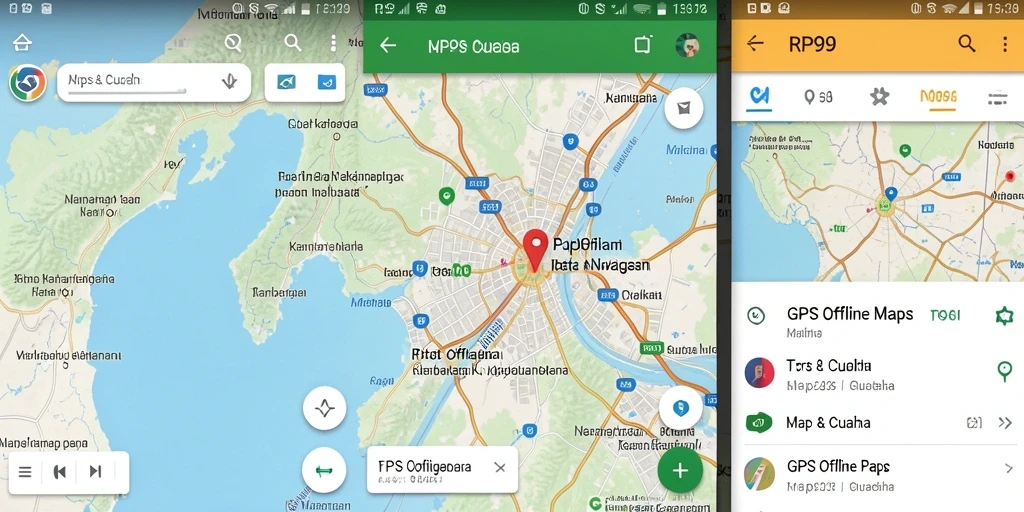 Tampilan antarmuka aplikasi GPS Offline Maps RP99 yang intuitif.