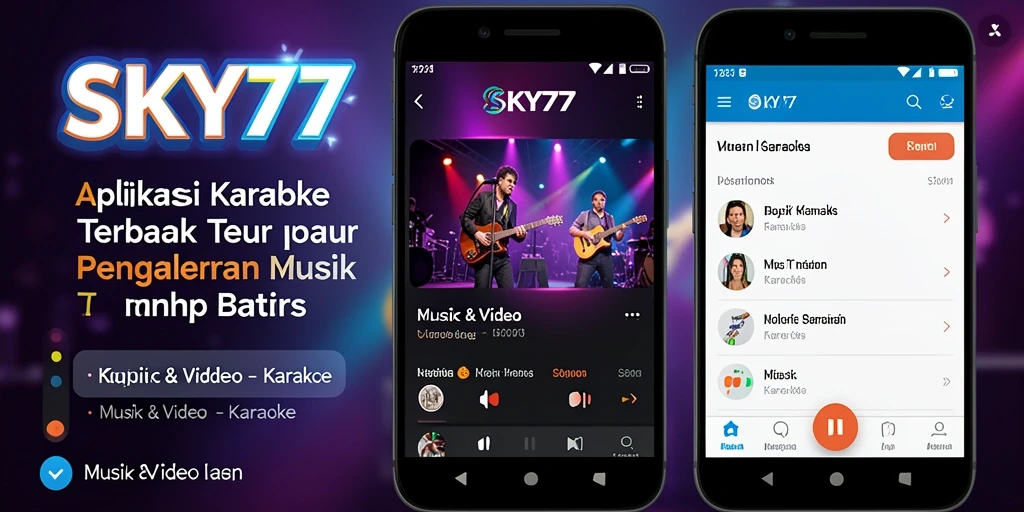 Antarmuka aplikasi Karaoke SKY77 yang menawan dan interaktif.