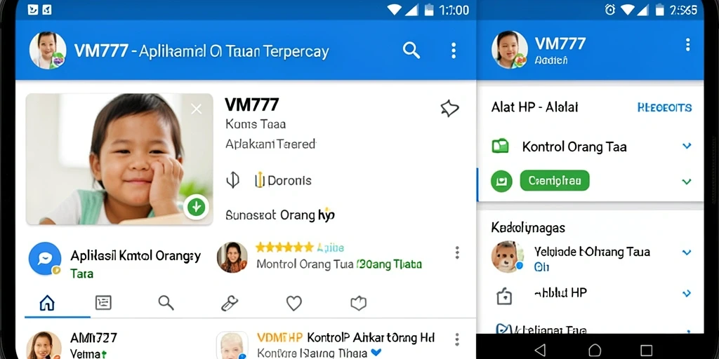 Screenshot utama VM777 menampilkan antarmuka kontrol orang tua yang intuitif.